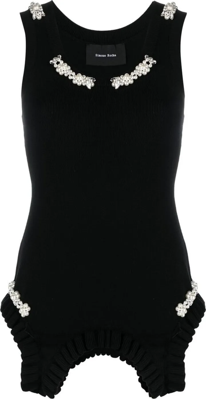 Faux Pearl-Detail Tunic Top