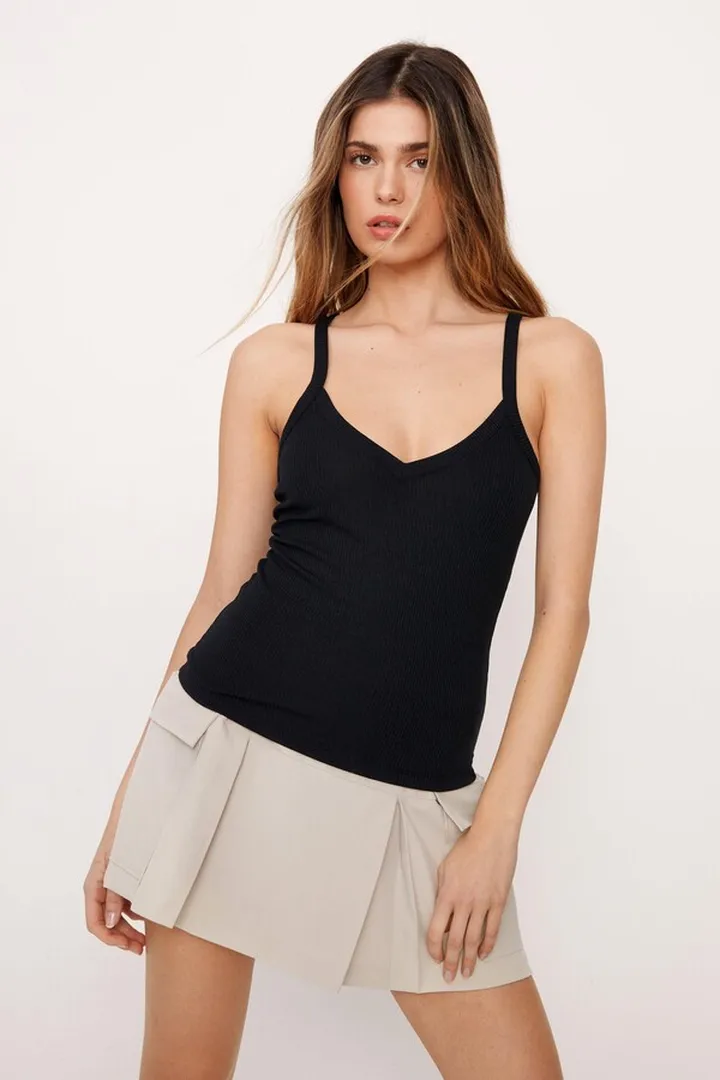 Nasty Gal Womens Rib V Neck Cami Top