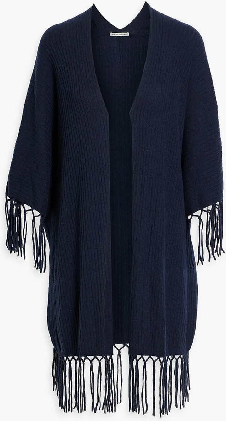 Fringed ribbed cashmere cardigan