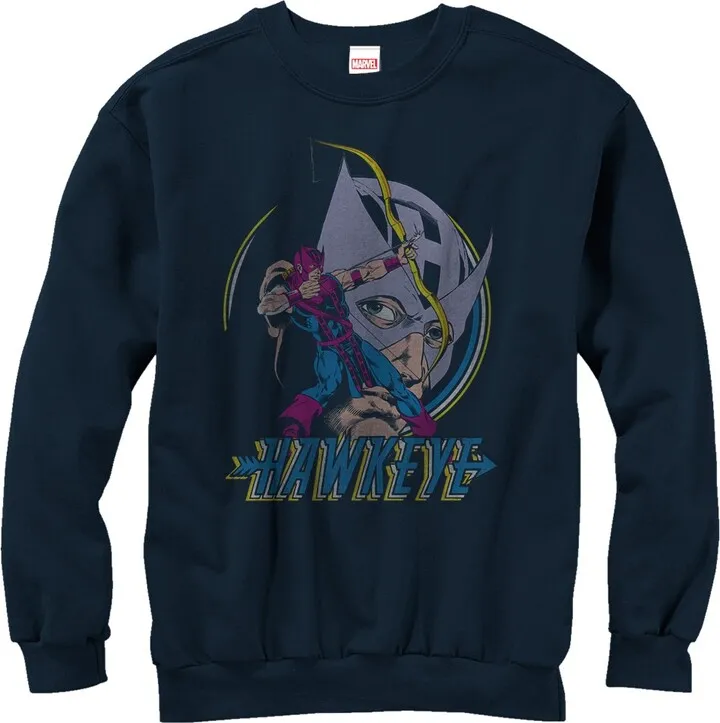 Men's Marvel Hawkeye Classic Ready Aim Fire Sweatshirt - Navy Blue - Small