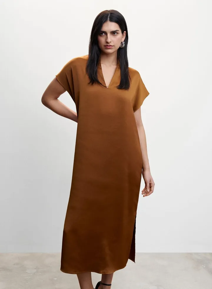 V-Neck Knitted Dress