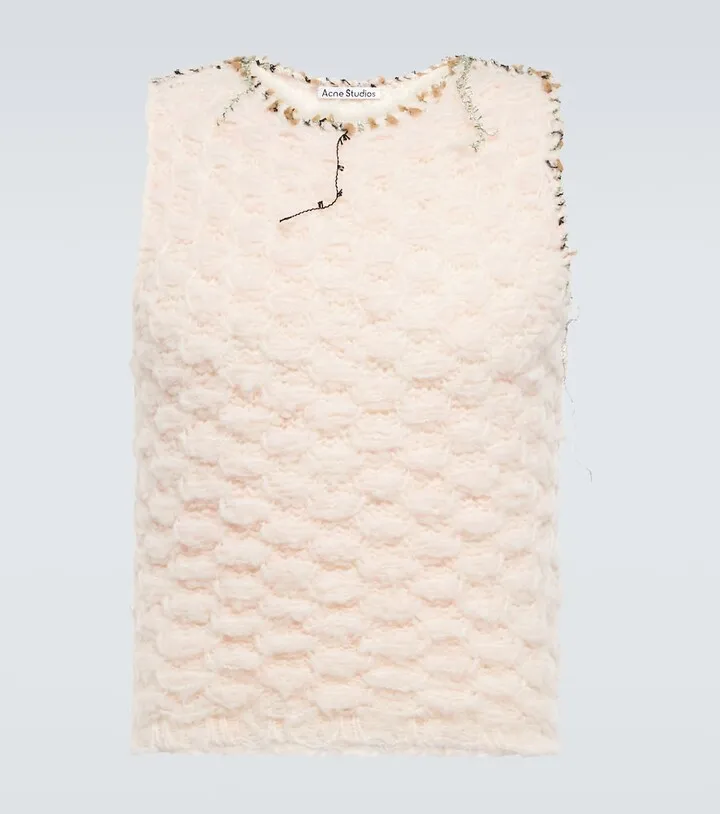 Distressed crochet sweater vest