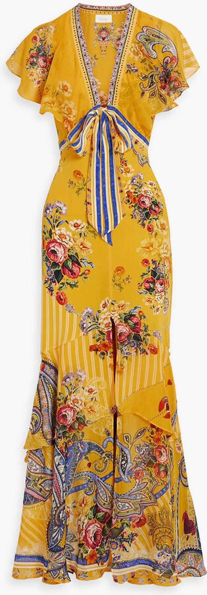 Ruffled printed silk-chiffon maxi dress