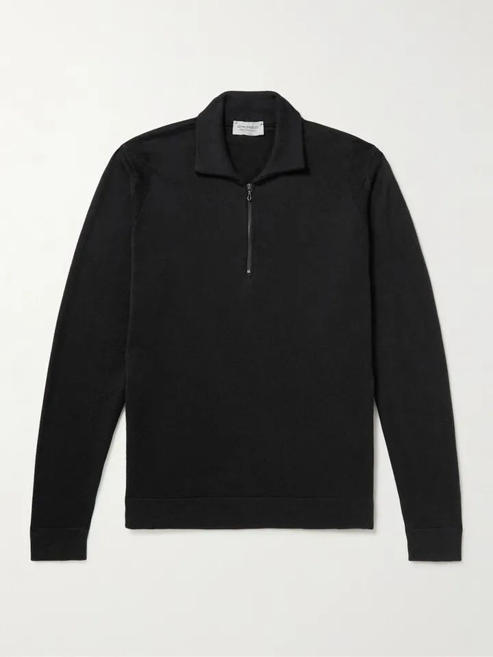 Letterford Slim-Fit Sea Island Cotton Half-Zip Sweater