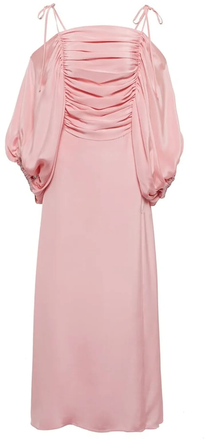 Off-shoulder silk satin midi dress