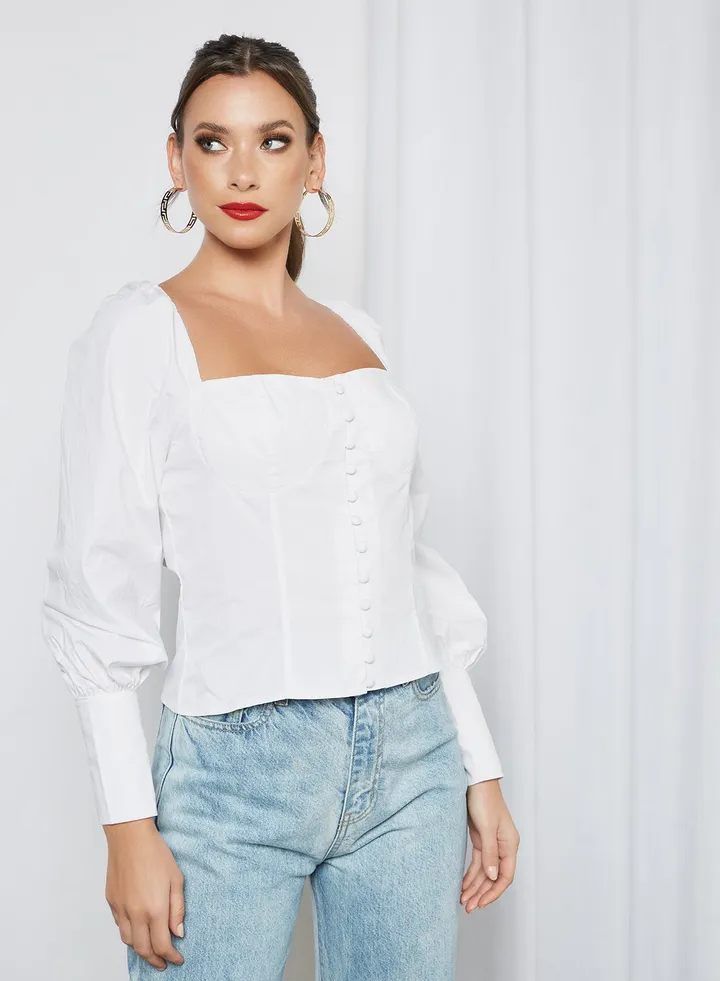 Corset Crop Top White