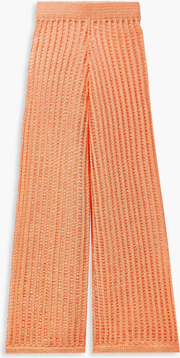 Leila open-knit wide-leg pants