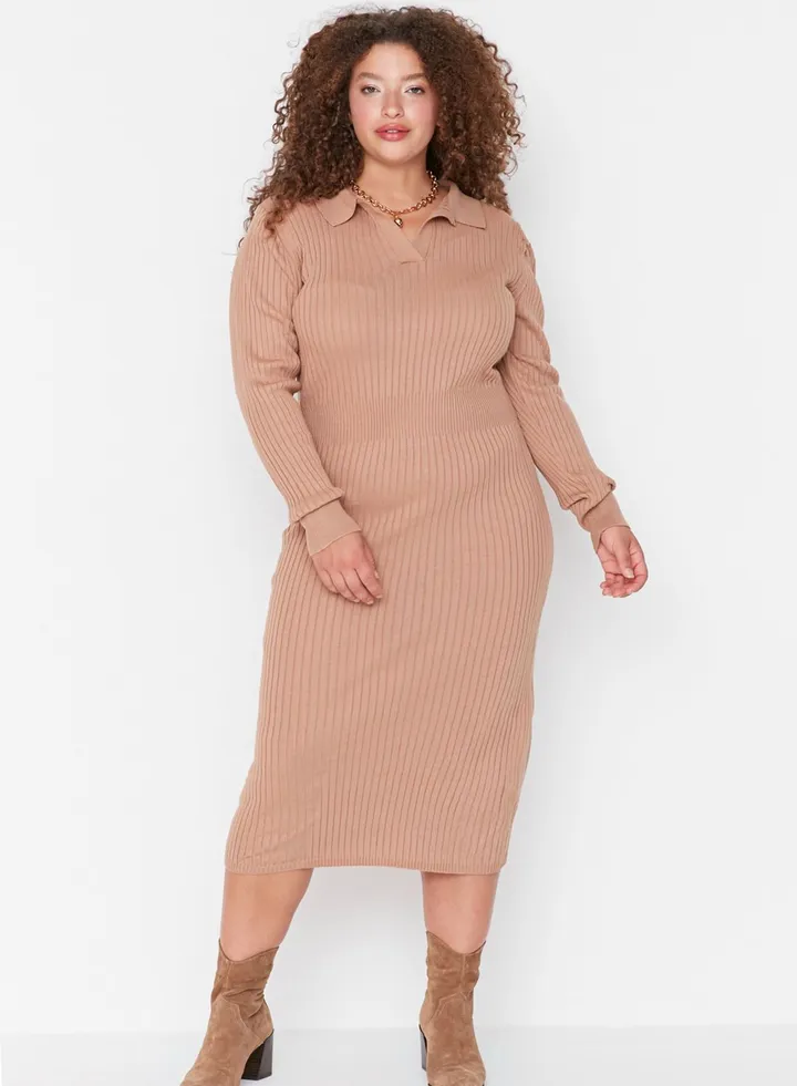 Polo Neck Knitted Dress