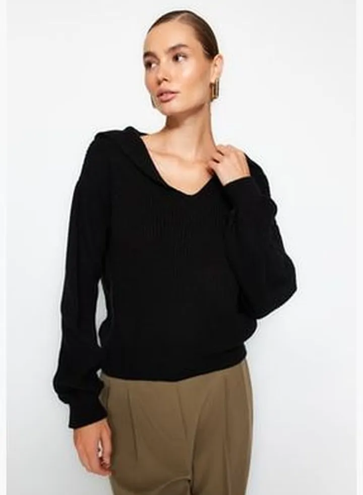 Black Carmen Collar Knitwear Sweater TWOAW24KZ00994