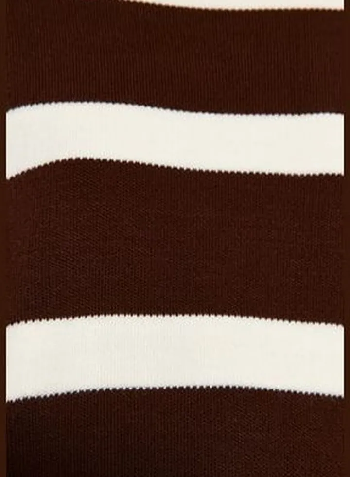 Brown Crop Striped Knitwear Sweater TWOAW23KZ00205