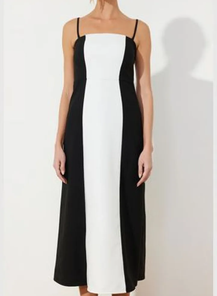 Black A-Line Strapless Woven Maxi Dress TWOSS24EL00211