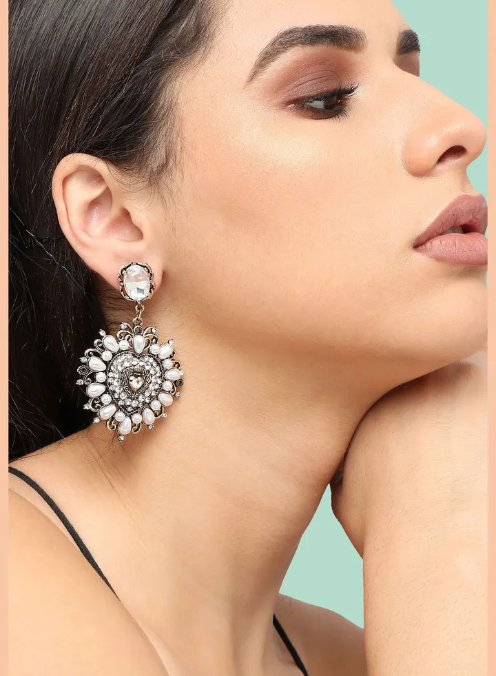 Gold Plated Pearls Party Drop Earring For Women