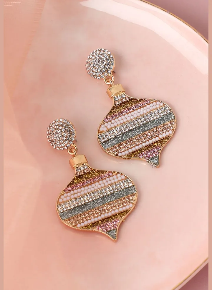 Gold Plated Party Designer Stone Drop Earring For Women