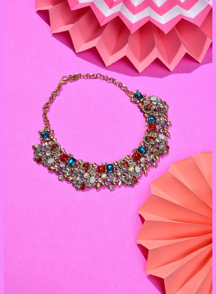 Gold Plated Designer Stone Necklace
