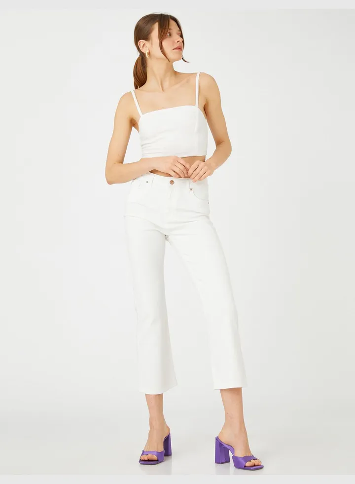 Wide Leg Crop Denim Trousers - Bianca Jean