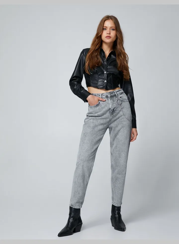 High Rise Relax Fit Denim Trousers - Mom Jeans