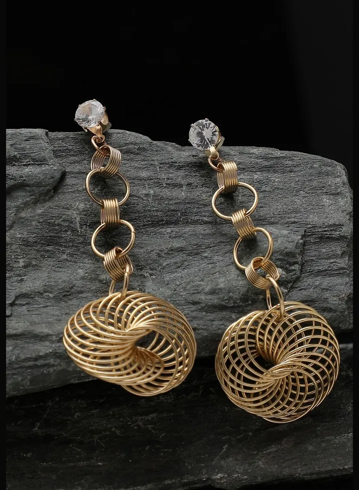 Gold Plated Party Designer Stone Drop Earring For Women