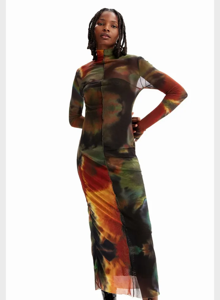 Printed High Neck Dress