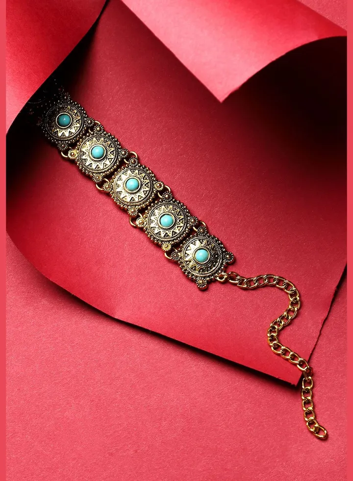 Gold Plated Designer Stone Party Wear Necklace For Women