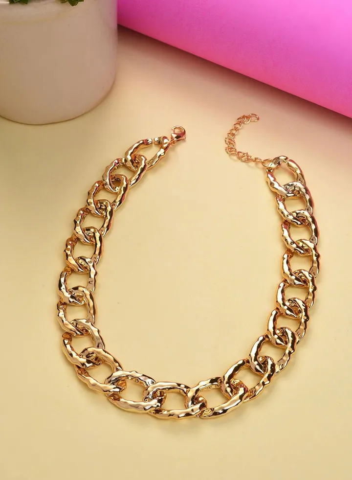 Gold Plated Necklace with Chain Detail
