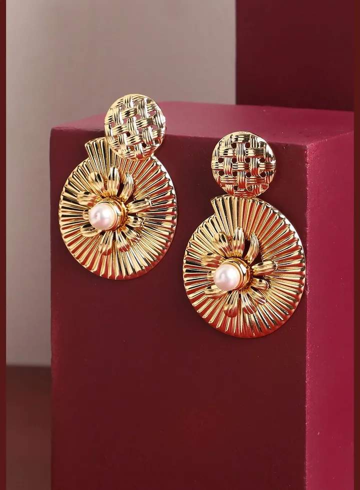 Gold Plated Pearls Drop Earring