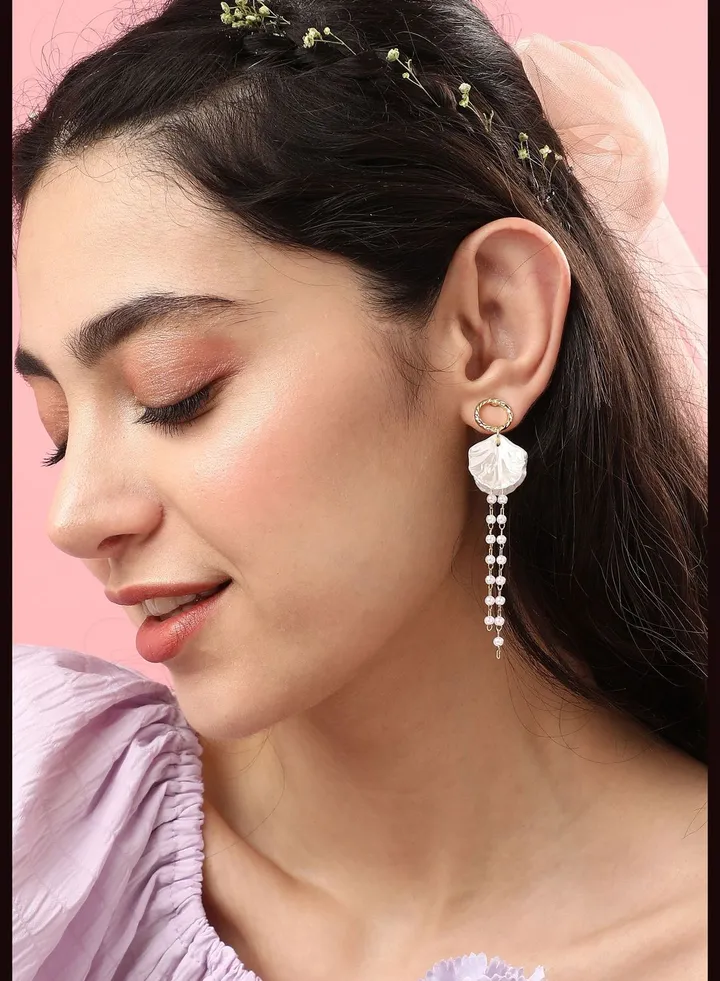 Gold Plated Pearls Casual Drop Earring For Women