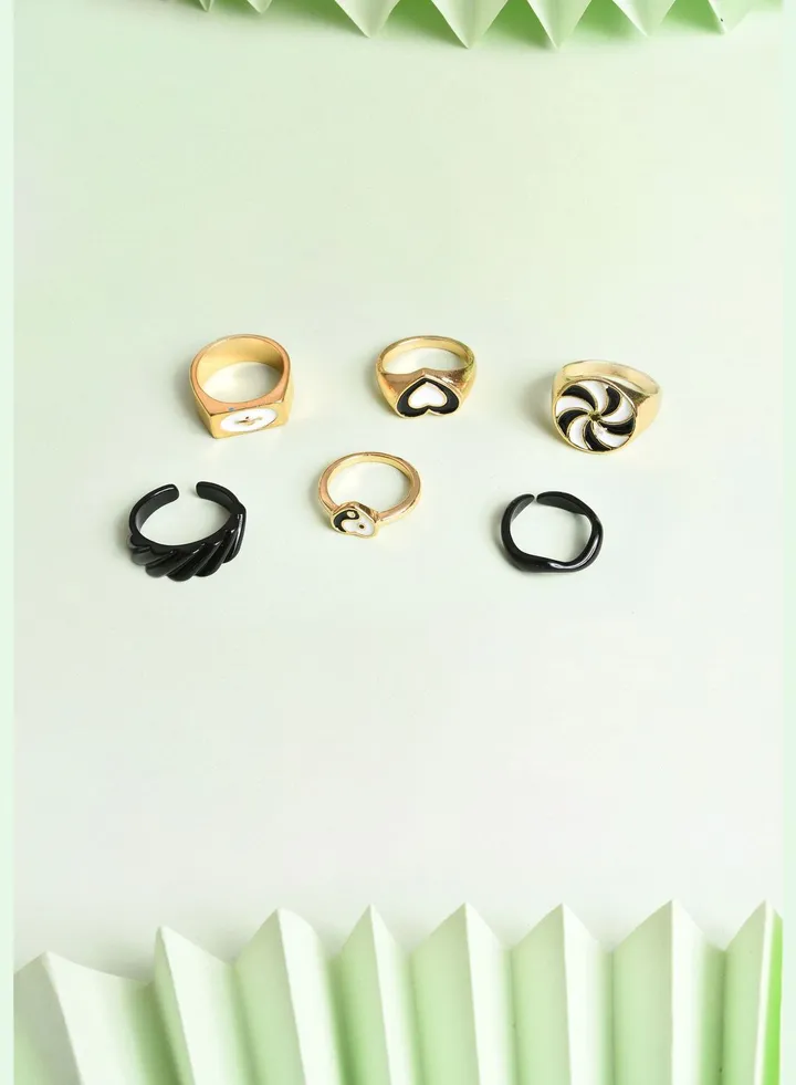 Pack of 6 Gold Plated Designer Ring
