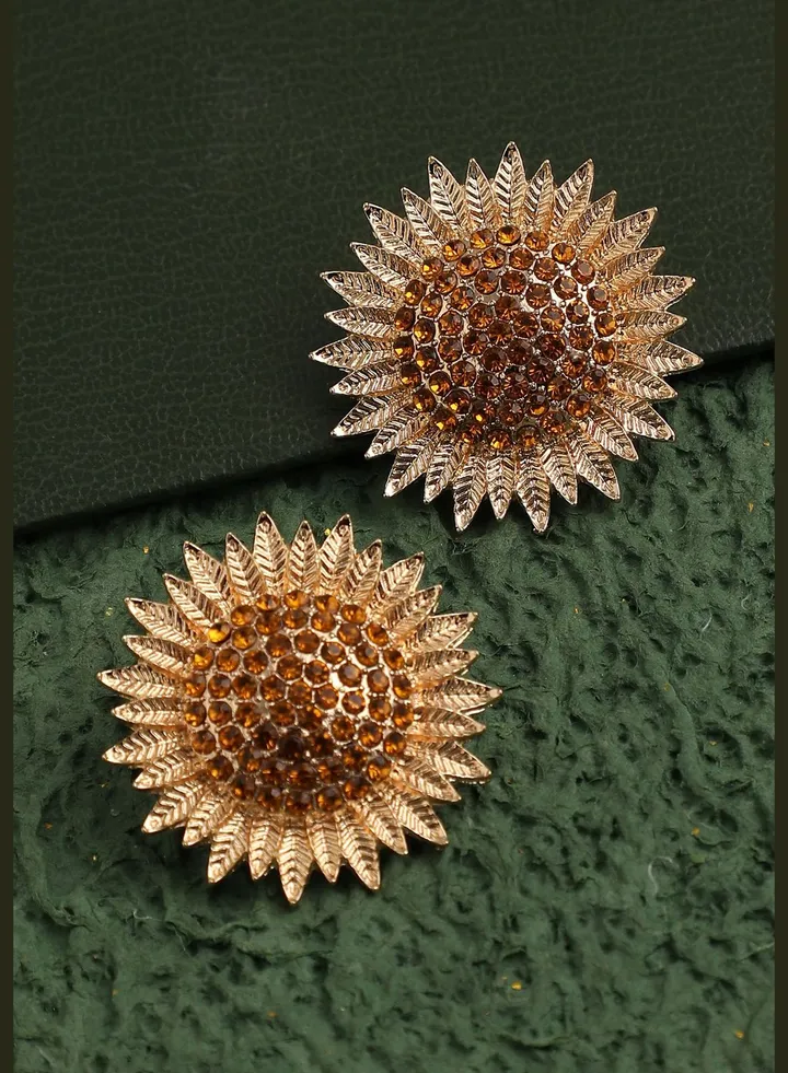 Gold Plated Party Designer Stone Stud For Women