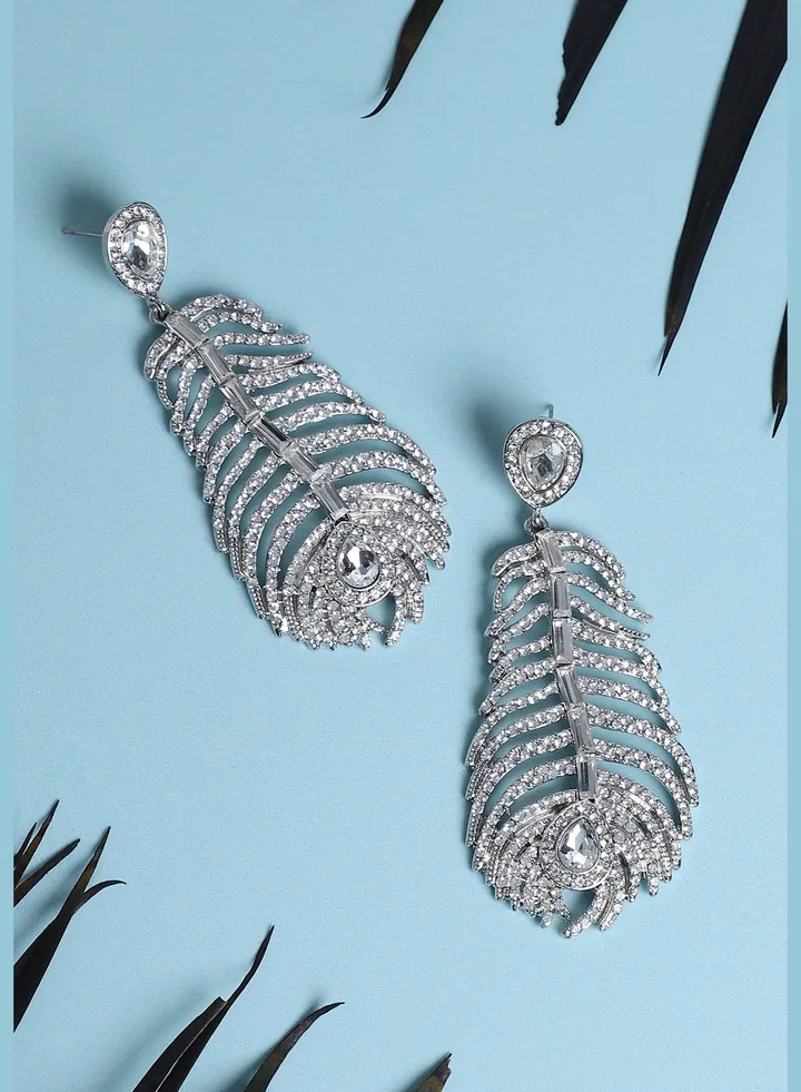 Silver Plated Designer Stone Western Wear Drop Earring For Women