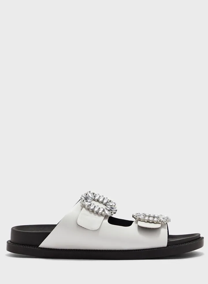 Jewelled Buckle Flat Sandal
