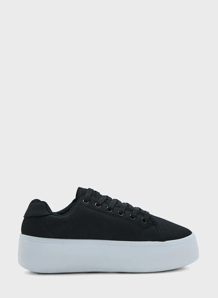 Black Platform Canvas Sneakers