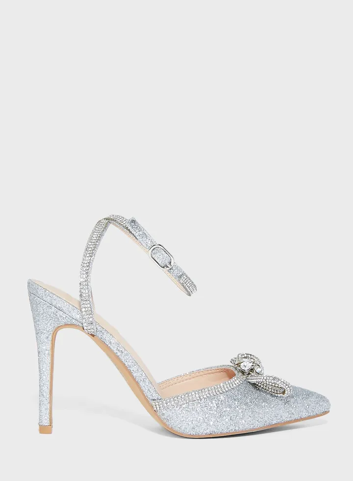 Shimmery Bow Heel Shoes