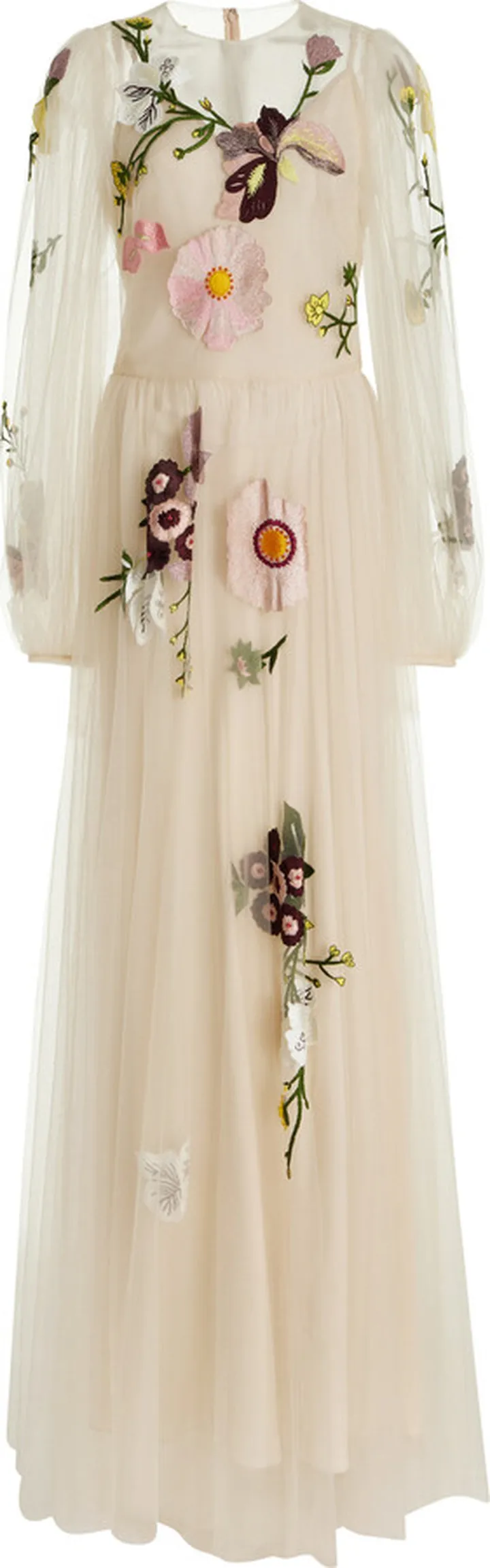 Women's Floral-Embroidered Tulle Gown