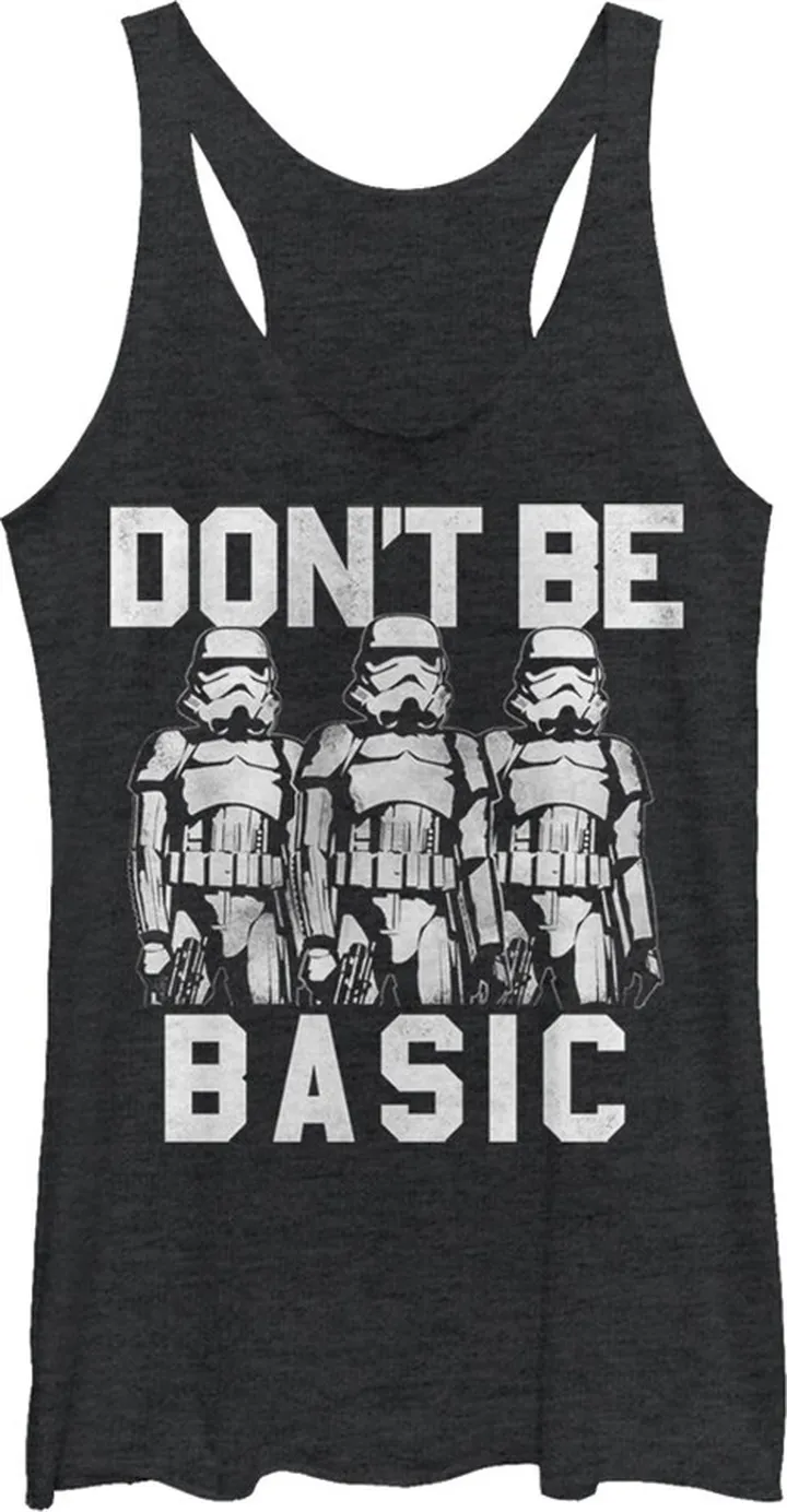 Women's Star Wars Don't Be Basic Stormtroopers Racerback Tank Top - Black Heather - Small