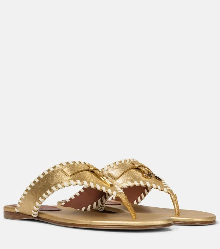 Jovis metallic leather thong sandals