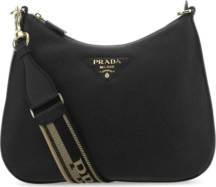 Prada Logo Plaque Zipped Shoulder Bag