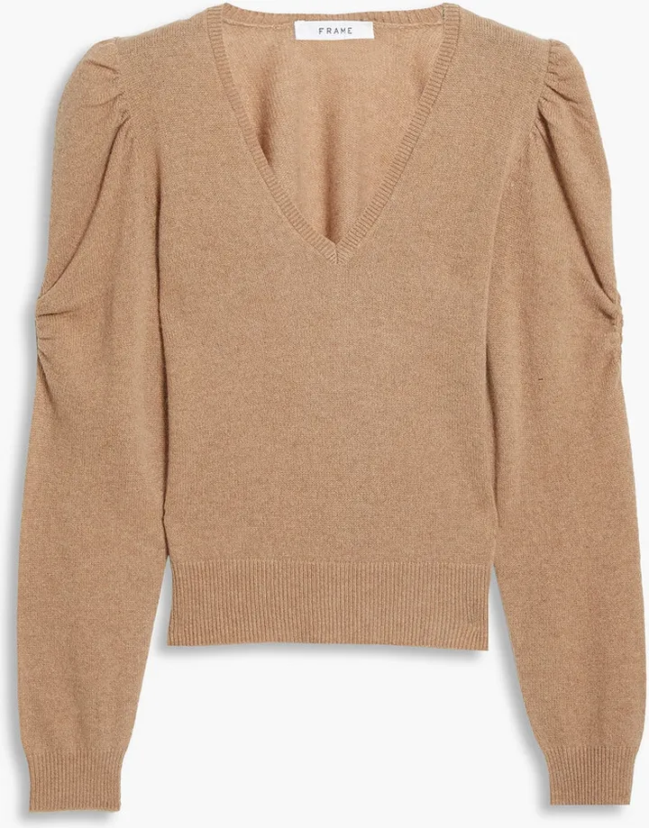 Frankie ruched mélange cashmere sweater
