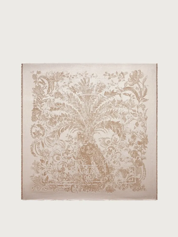 Ferragamo Women Jaguar print shawl Beige
