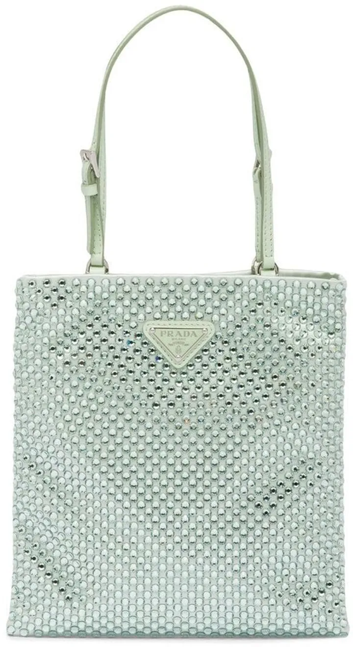 Crystal-Embellished Satin Handbag