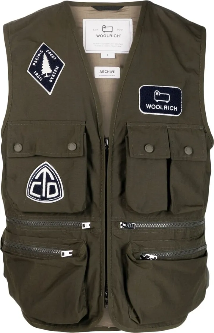 Patch-Detail Zip-Up Gilet