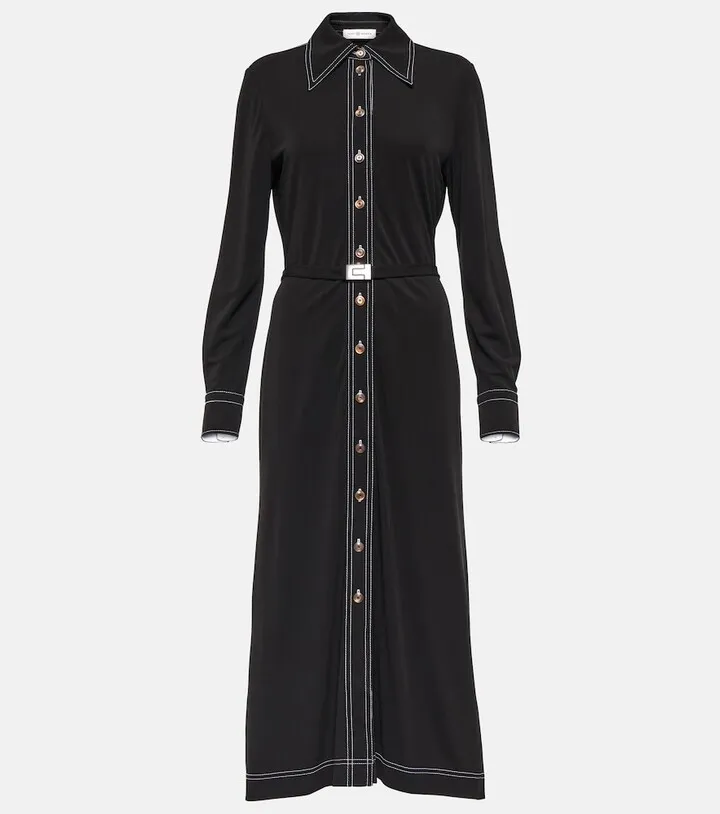 Belted jersey shirt dress