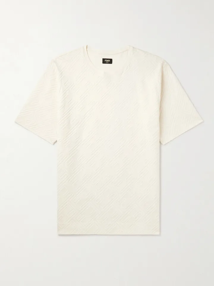 Logo-Flocked Monogrammed Cotton-Jersey T-Shirt