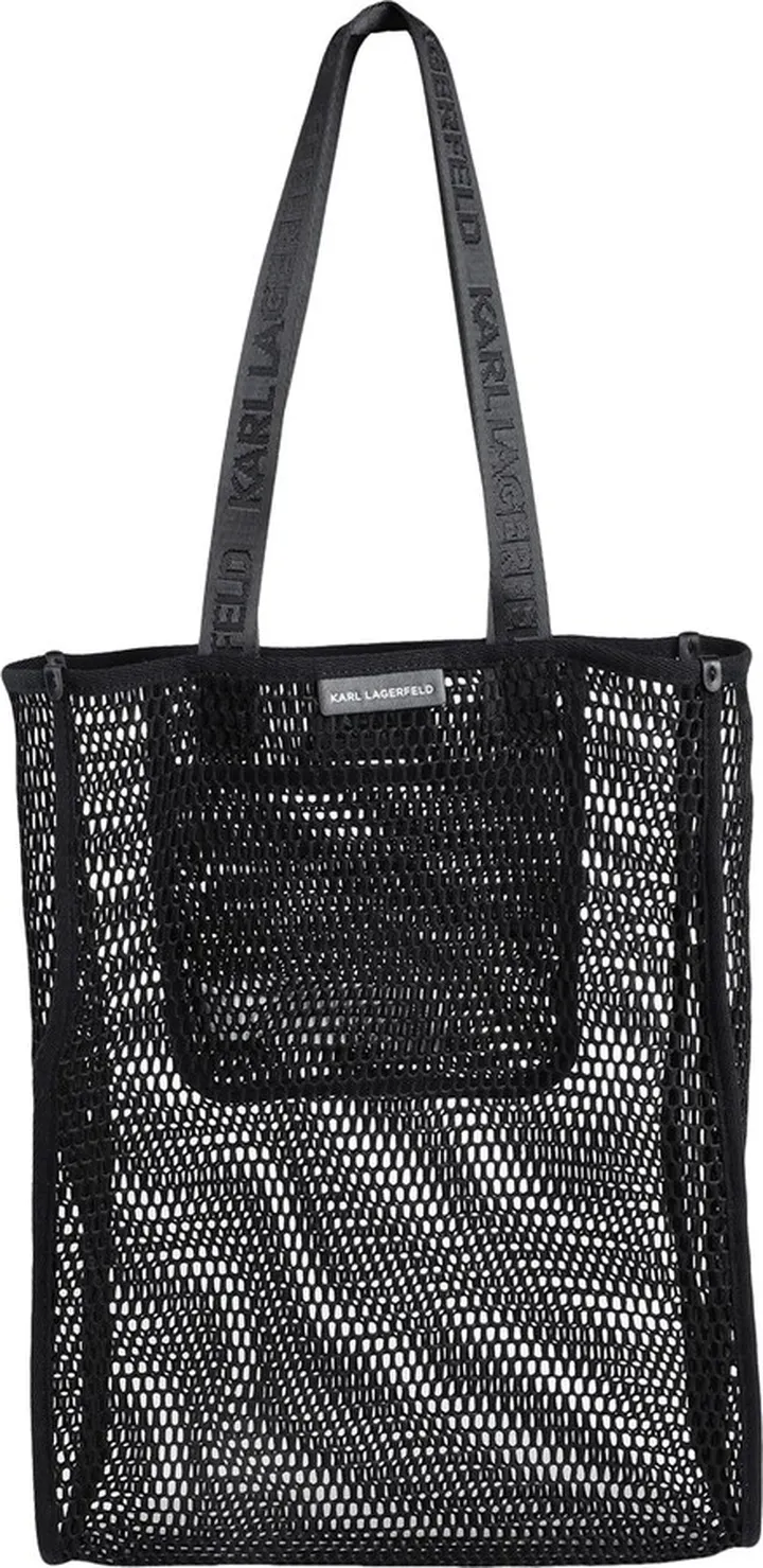 Mesh Double Handle Shopper Shoulder Bag Black