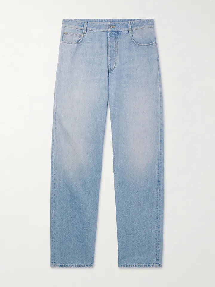 Wide-Leg Bleached Jeans