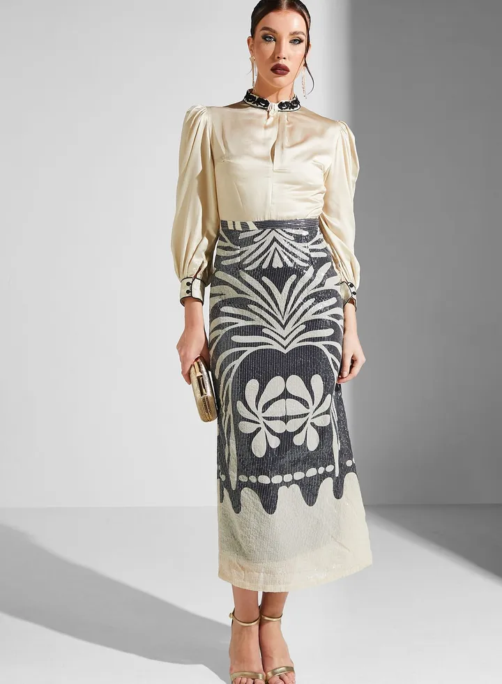 Balloon Sleeve Shimmer Dress