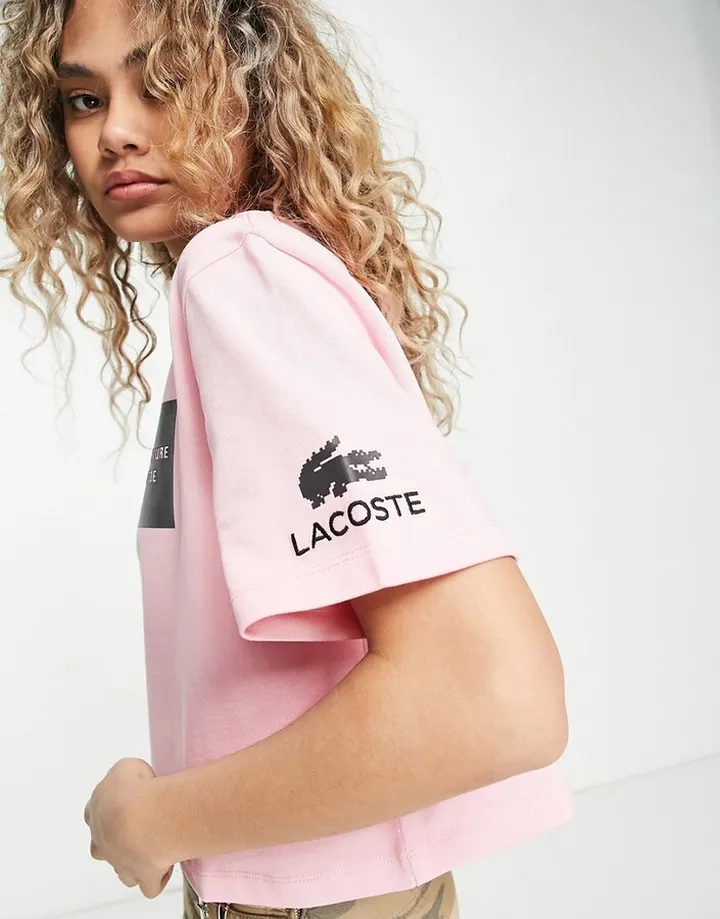 Lacoste x Minecraft graphic t-shirt in pink