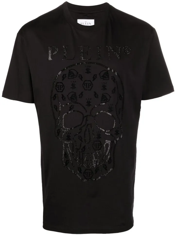 embellished logo-print detail T-shirt