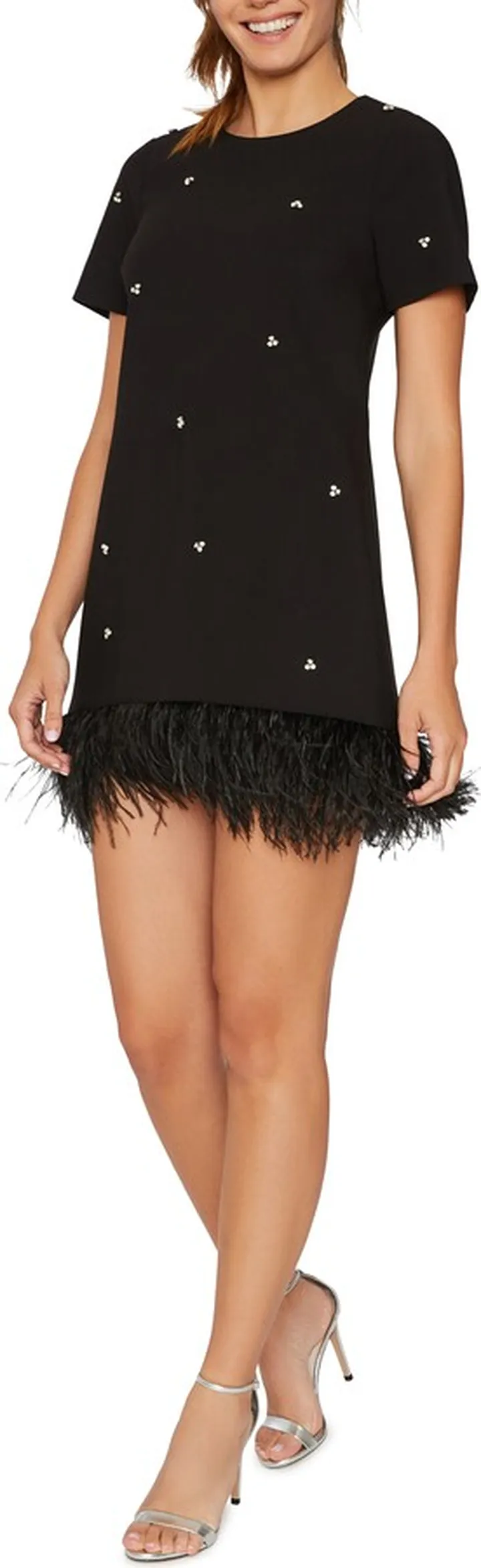 Marullo Crystal & Feather Trim Minidress