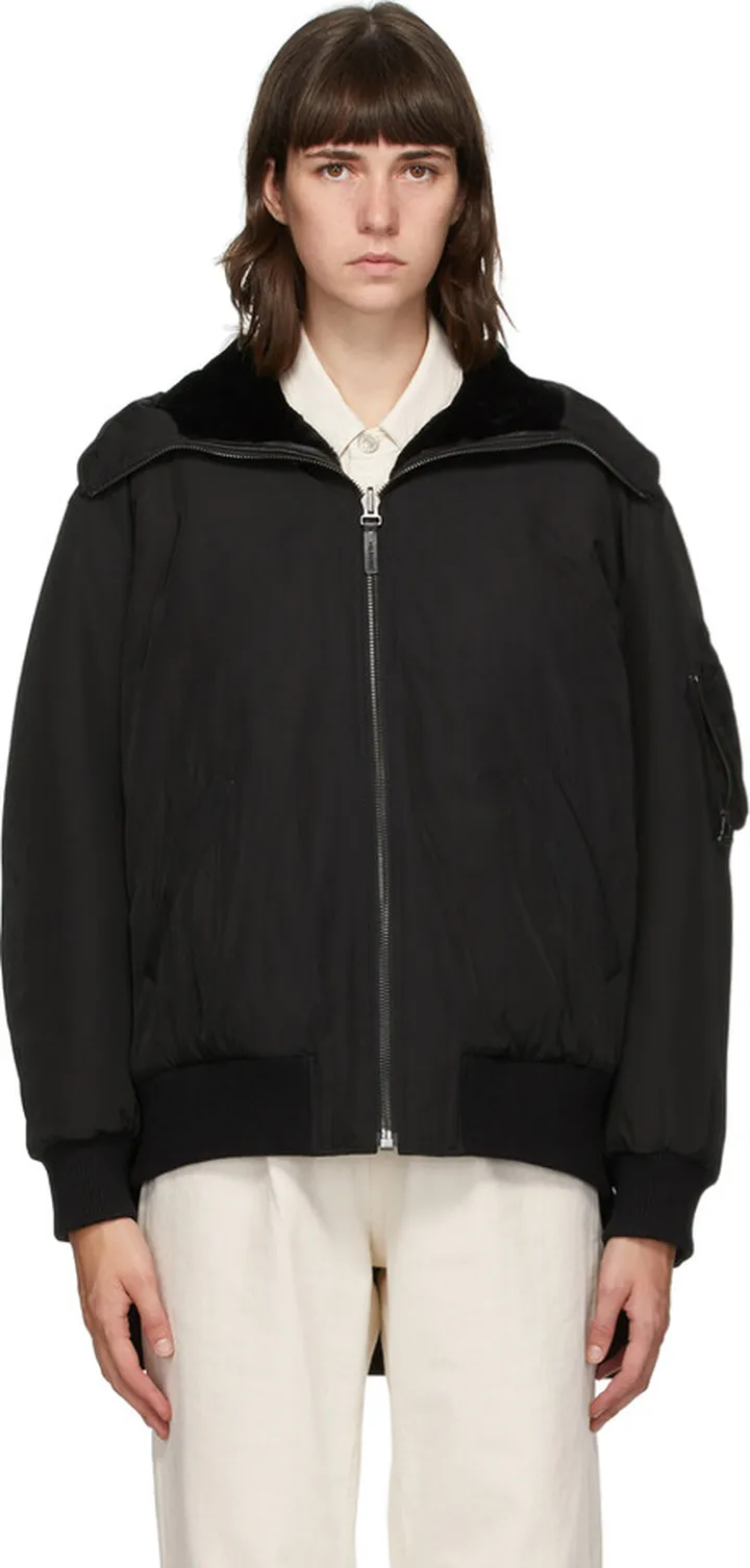 Yves Salomon - Army Reversible Black Shearling Bomber Jacket