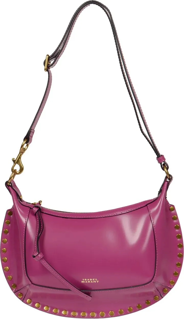 Leather shoulder bag with metal studs